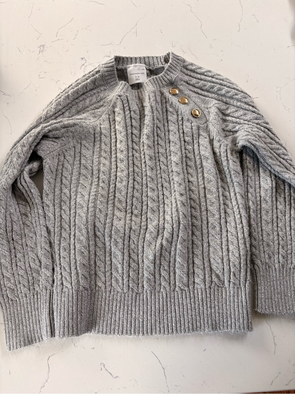 abercrombie kids Light Gray Ribbed Knit Sweater